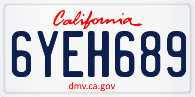 CA license plate 6YEH689