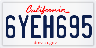 CA license plate 6YEH695