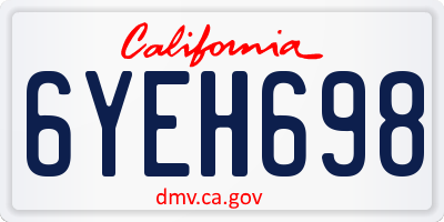 CA license plate 6YEH698