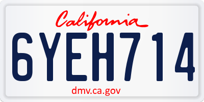 CA license plate 6YEH714