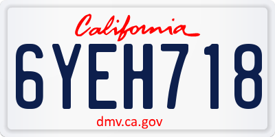 CA license plate 6YEH718
