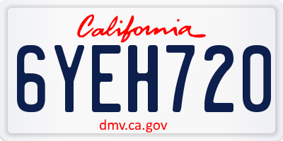CA license plate 6YEH720