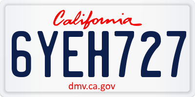 CA license plate 6YEH727