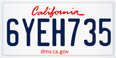 CA license plate 6YEH735