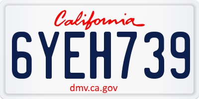 CA license plate 6YEH739