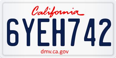 CA license plate 6YEH742