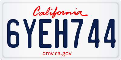 CA license plate 6YEH744