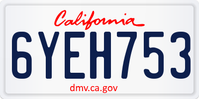 CA license plate 6YEH753