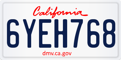 CA license plate 6YEH768