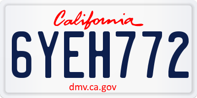 CA license plate 6YEH772