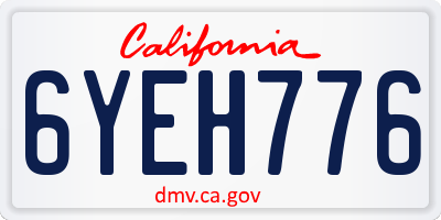 CA license plate 6YEH776