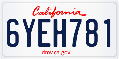 CA license plate 6YEH781