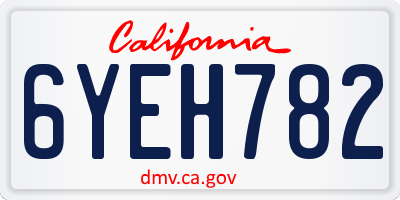 CA license plate 6YEH782