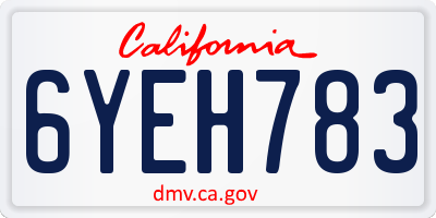 CA license plate 6YEH783