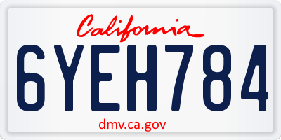 CA license plate 6YEH784
