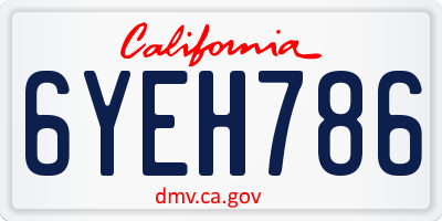 CA license plate 6YEH786