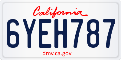 CA license plate 6YEH787