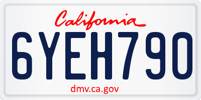 CA license plate 6YEH790