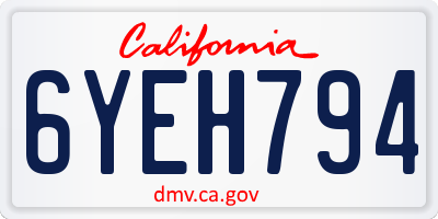 CA license plate 6YEH794