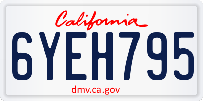 CA license plate 6YEH795
