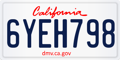 CA license plate 6YEH798