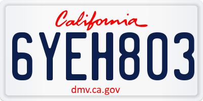 CA license plate 6YEH803