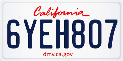 CA license plate 6YEH807