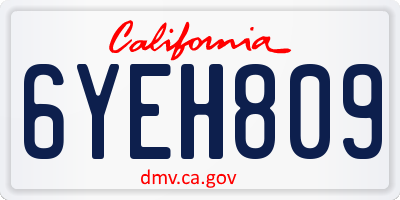 CA license plate 6YEH809