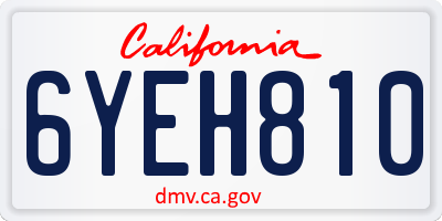 CA license plate 6YEH810