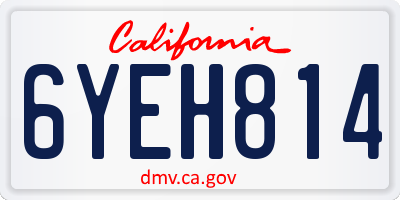 CA license plate 6YEH814