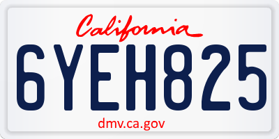 CA license plate 6YEH825
