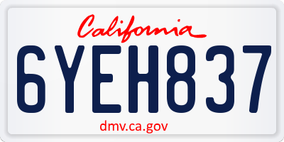 CA license plate 6YEH837