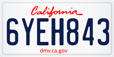 CA license plate 6YEH843
