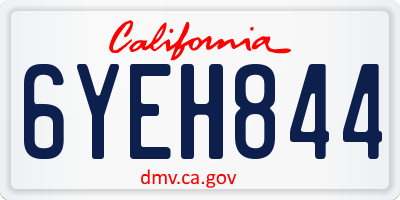 CA license plate 6YEH844