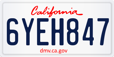 CA license plate 6YEH847
