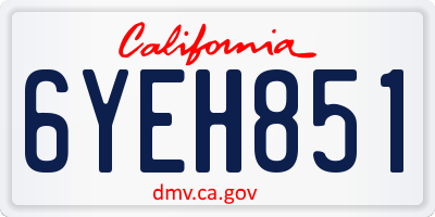 CA license plate 6YEH851