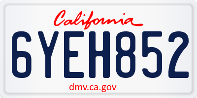 CA license plate 6YEH852
