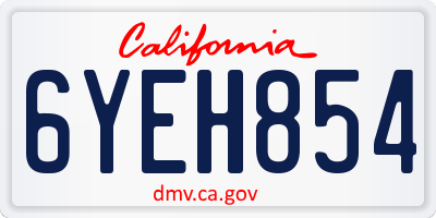 CA license plate 6YEH854