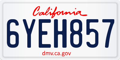 CA license plate 6YEH857