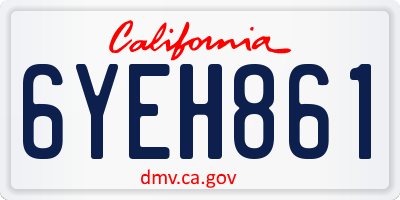 CA license plate 6YEH861