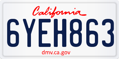 CA license plate 6YEH863
