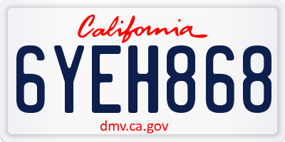 CA license plate 6YEH868
