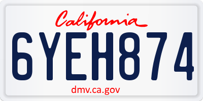 CA license plate 6YEH874