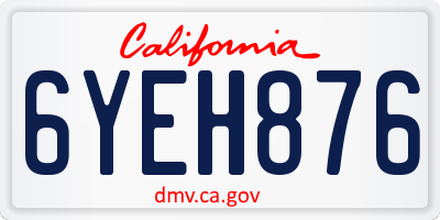 CA license plate 6YEH876