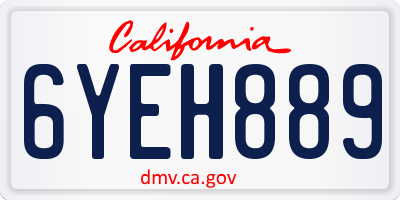 CA license plate 6YEH889