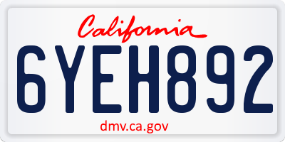 CA license plate 6YEH892