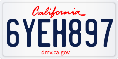 CA license plate 6YEH897