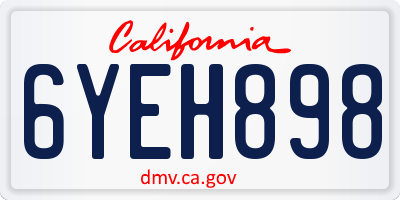CA license plate 6YEH898