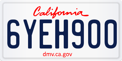 CA license plate 6YEH900