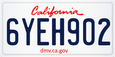 CA license plate 6YEH902